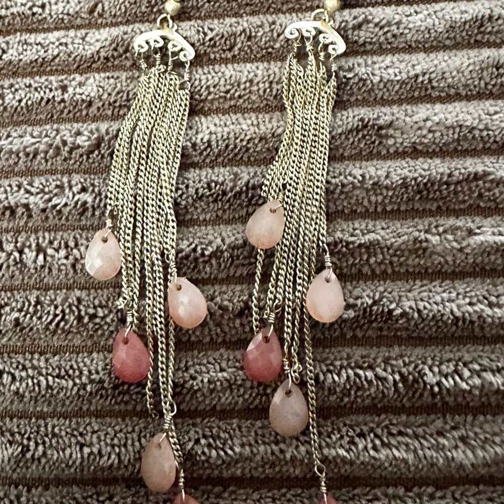 Lia Sophia Gold and Pink Chain Earrings